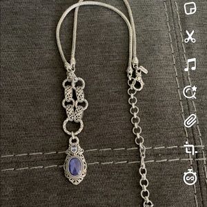 4.84 CTW Oval Tanzanite Sterling Silver Drop Necklace